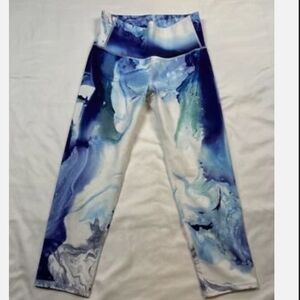 TEEKI Love Elephant Hot Yoga Pants Leggings Lotus Gray Stripe Women's XXS EUC!